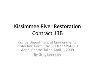 Kissimmee River Restoration Contract 13B