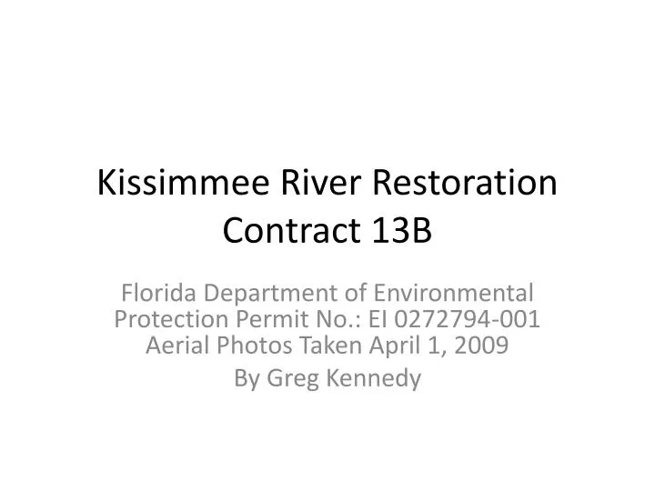 kissimmee river restoration contract 13b