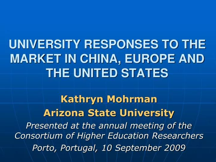 university responses to the market in china europe and the united states