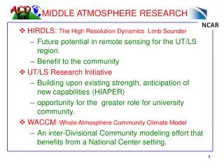 MIDDLE ATMOSPHERE RESEARCH