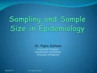 Sampling and Sample Size in Epidemiology
