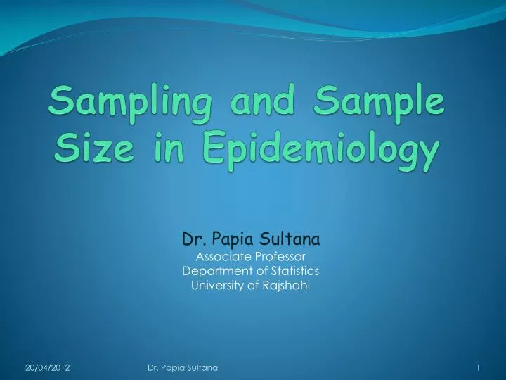 sampling and sample size in epidemiology