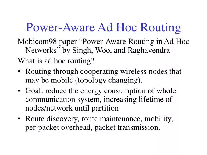power aware ad hoc routing
