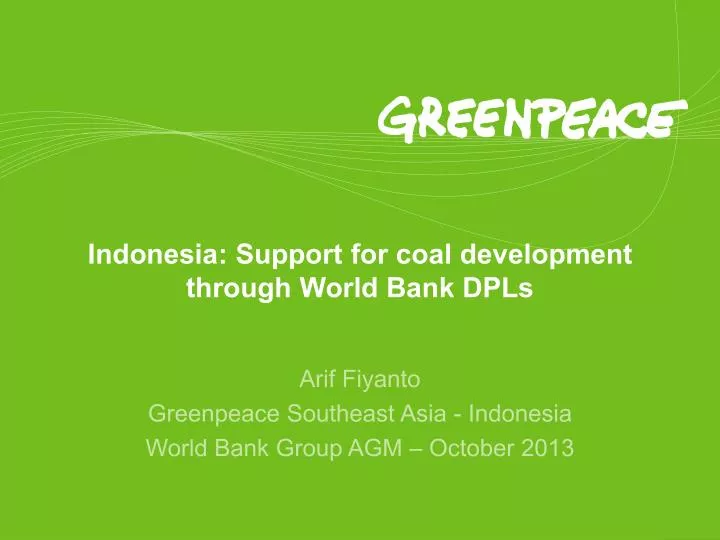 indonesia support for coal development through world bank dpls