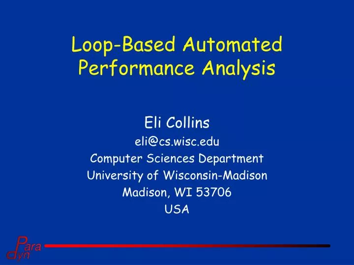 loop based automated performance analysis