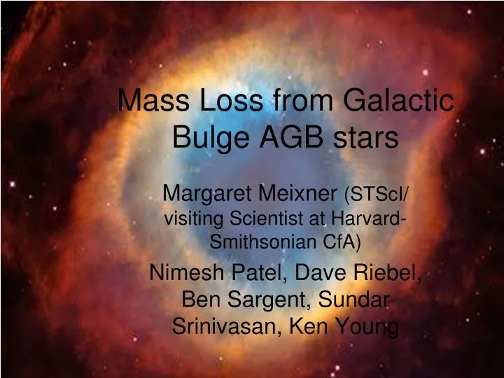 mass loss from galactic bulge agb stars