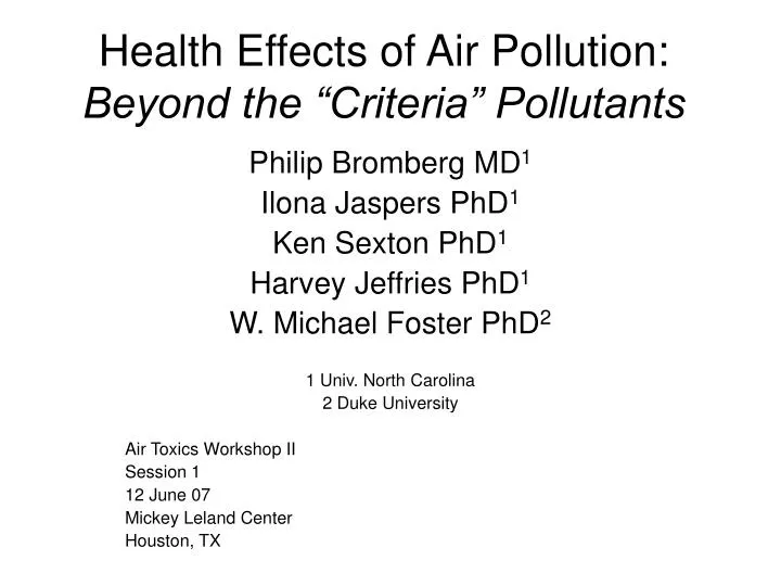health effects of air pollution beyond the criteria pollutants