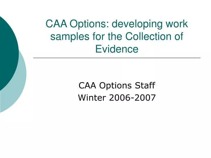 caa options developing work samples for the collection of evidence