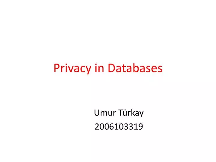 privacy in database s