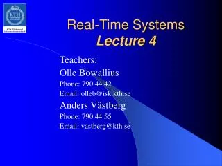 Real-Time Systems Lecture 4