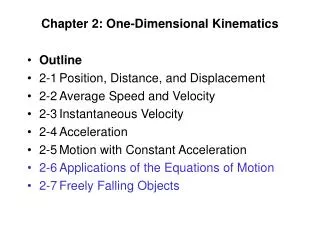 Chapter 2: One-Dimensional Kinematics