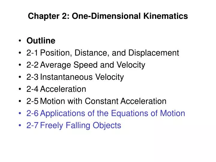 chapter 2 one dimensional kinematics