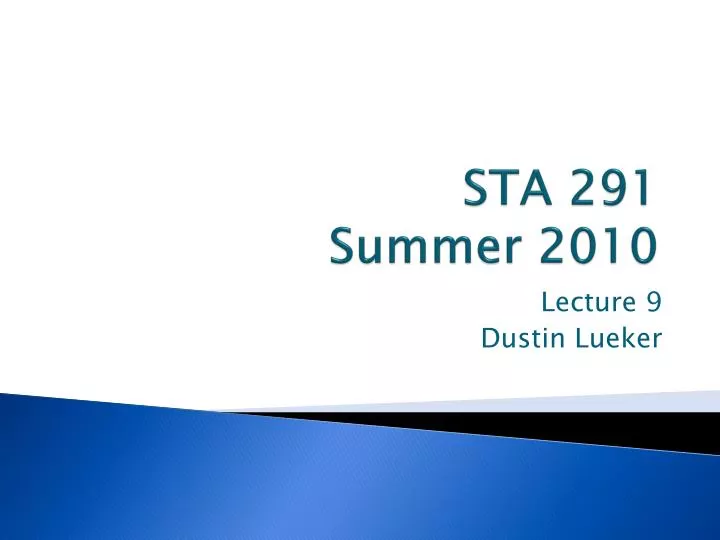 sta 291 summer 2010