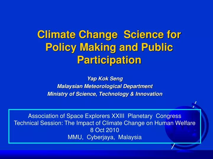 climate change science for policy making and public participation