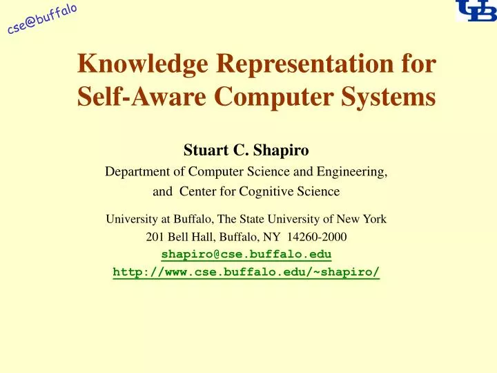 knowledge representation for self aware computer systems