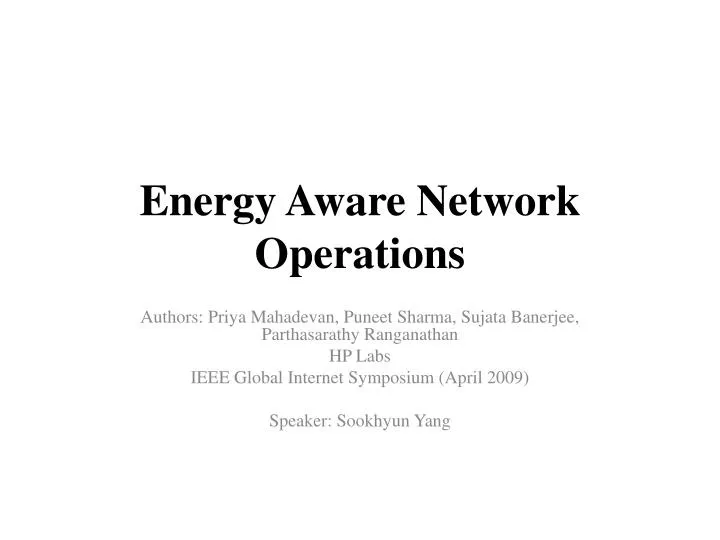 energy aware network operations