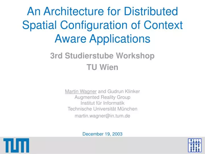 an architecture for distributed spatial configuration of context aware applications