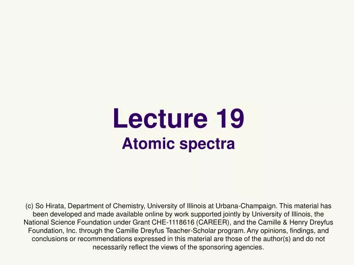 lecture 19 a tomic spectra