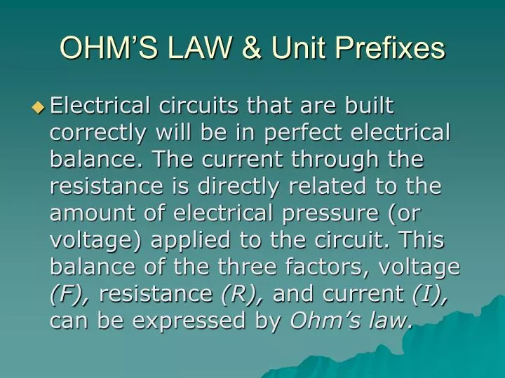 ohm s law unit prefixes