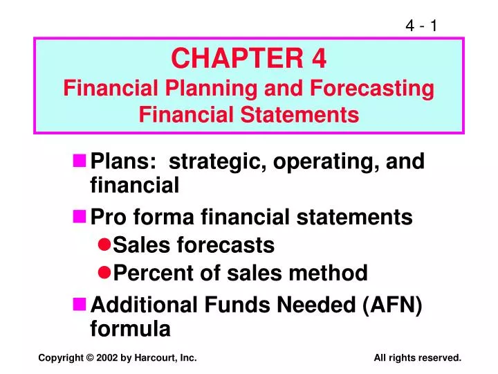 chapter 4 financial planning and forecasting financial statements