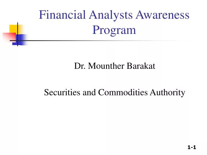 financial analysts awareness program