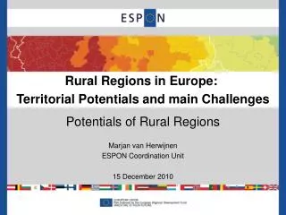 Rural Regions in Europe: Territorial Potentials and main Challenges