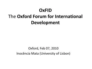 OxFID The Oxford Forum for International Development