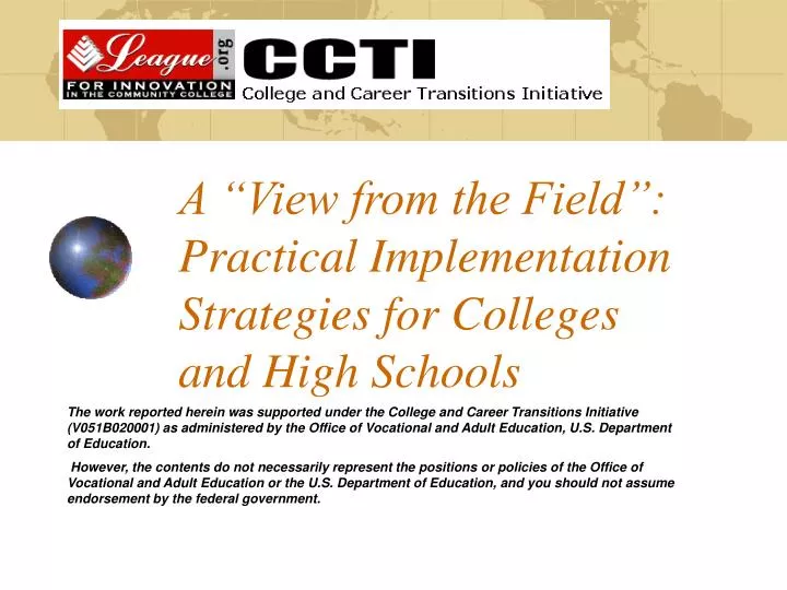 a view from the field practical implementation strategies for colleges and high schools