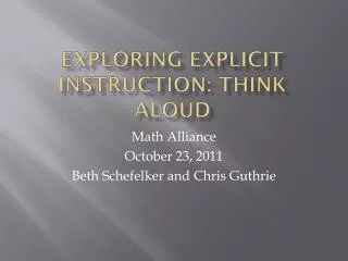 exploring explicit instruction think aloud