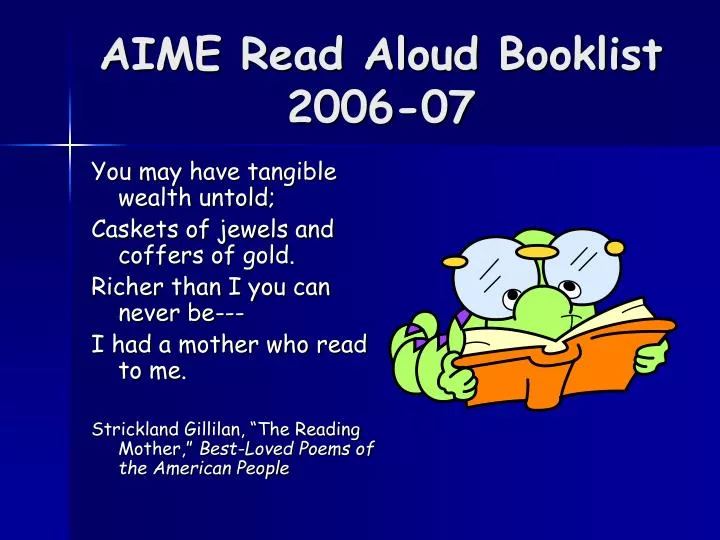 aime read aloud booklist 2006 07