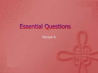 Essential Questions