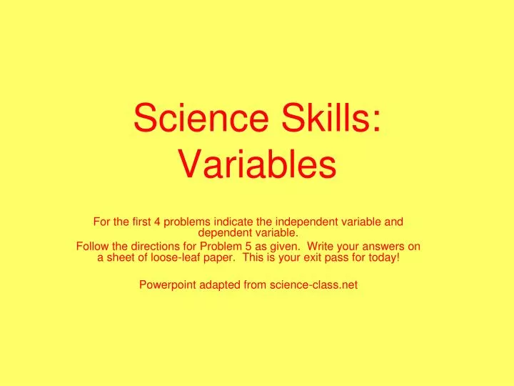 science skills variables