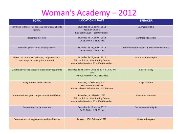 woman s academy 2012