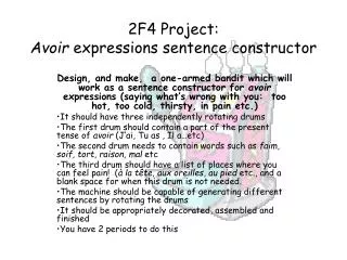2F4 Project: Avoir expressions sentence constructor
