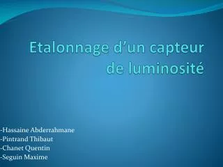 etalonnage d un capteur de luminosit