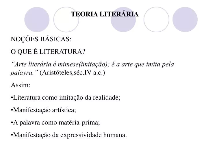 O Que é Literatura Para Aristóteles