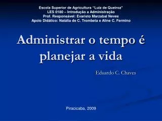 administrar o tempo planejar a vida