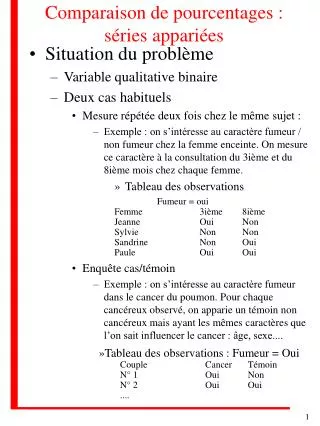 comparaison de pourcentages s ries appari es