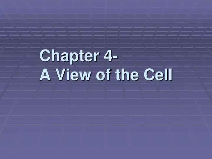 chapter 4 a view of the cell