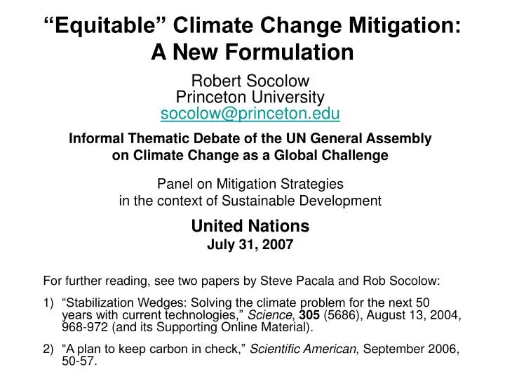 equitable climate change mitigation a new formulation