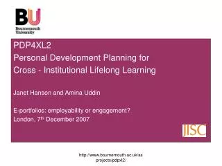 PDP4XL2 Personal Development Planning for Cross - Institutional Lifelong Learning