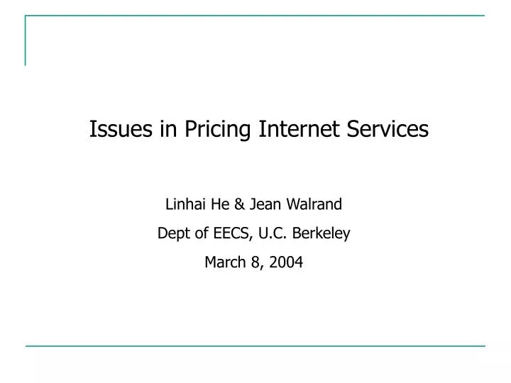 issues in pricing internet services