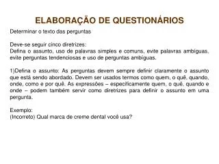elabora o de question rios