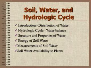 Soil, Water, and Hydrologic Cycle