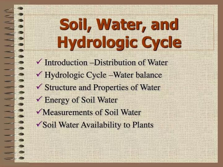 soil water and hydrologic cycle