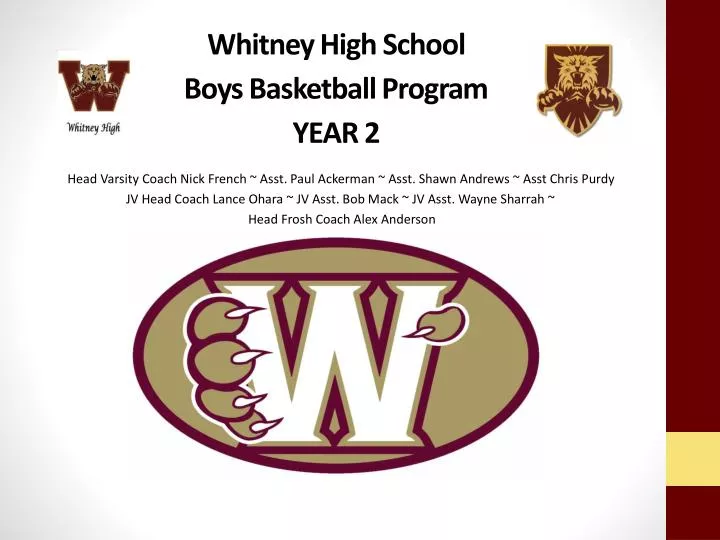 whitney high school boys basketball program year 2