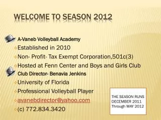 Welcome to Season 2012