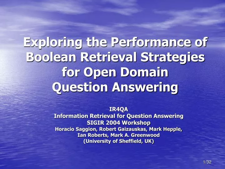exploring the performance of boolean retrieval strategies for open domain question answering