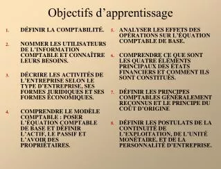 objectifs d apprentissage