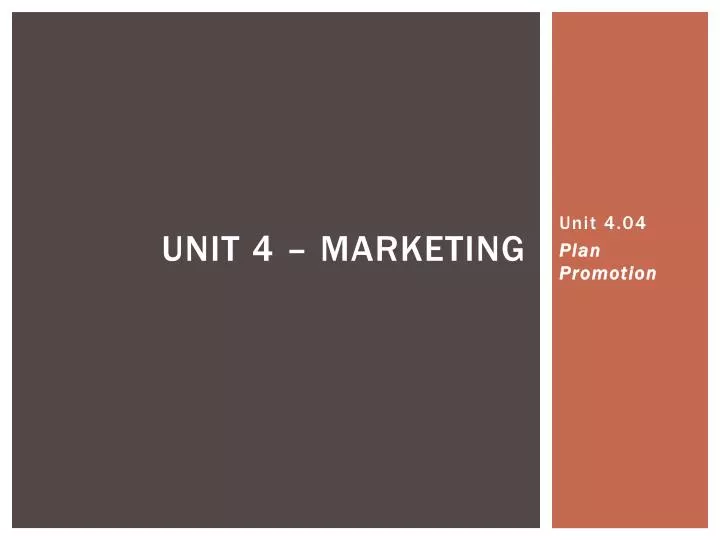 unit 4 04 plan promotion
